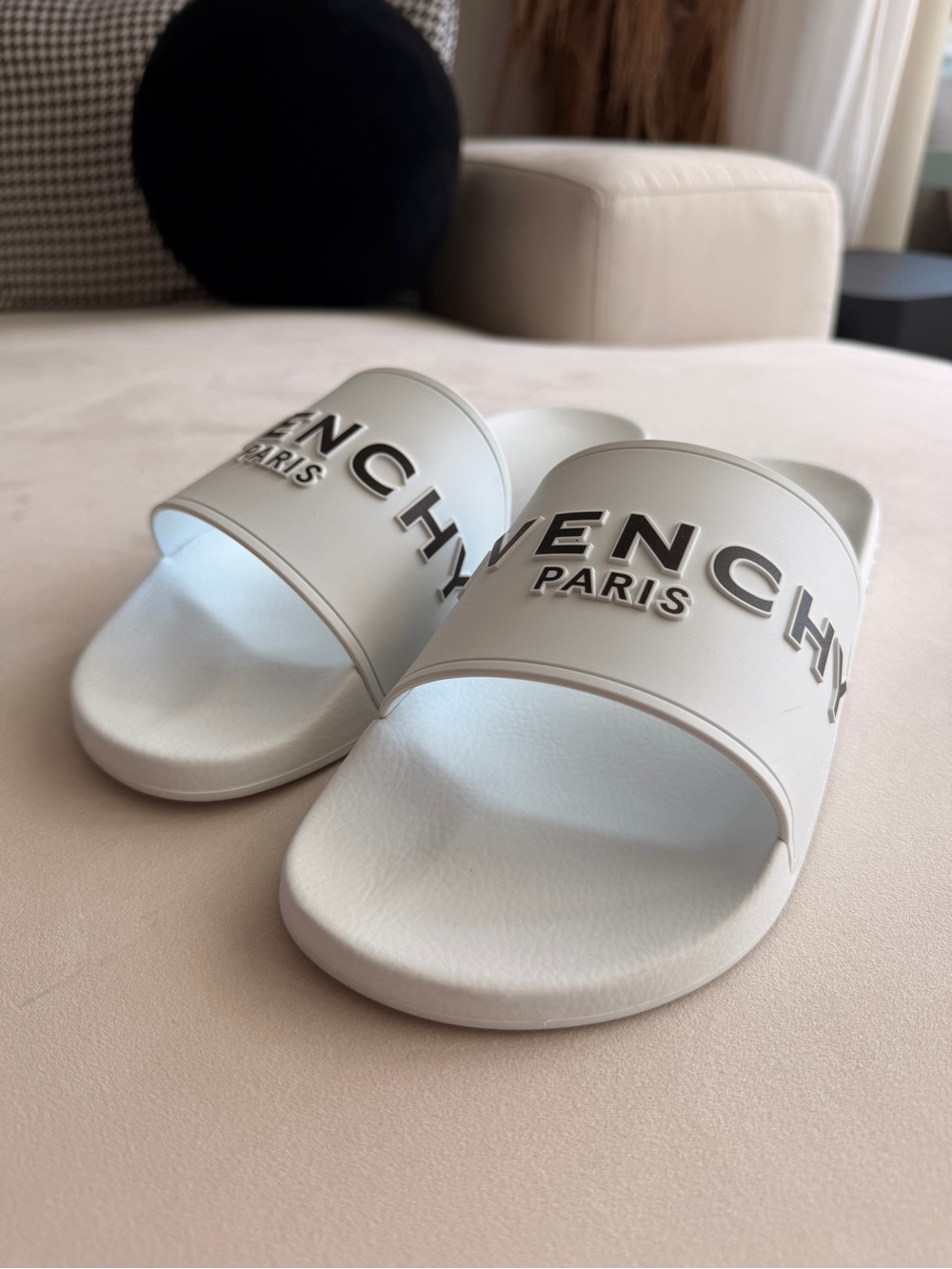 Givenchy White Logo Rubber Slide Sandals